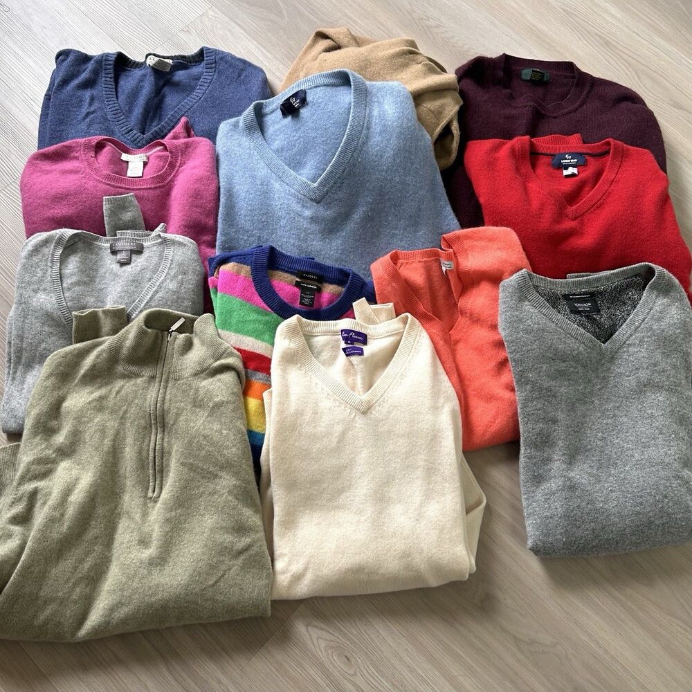 Lot of 12 100% Cashmere Sweaters Cutter Bundle FLAWED Upcycle DIY  Crafters
